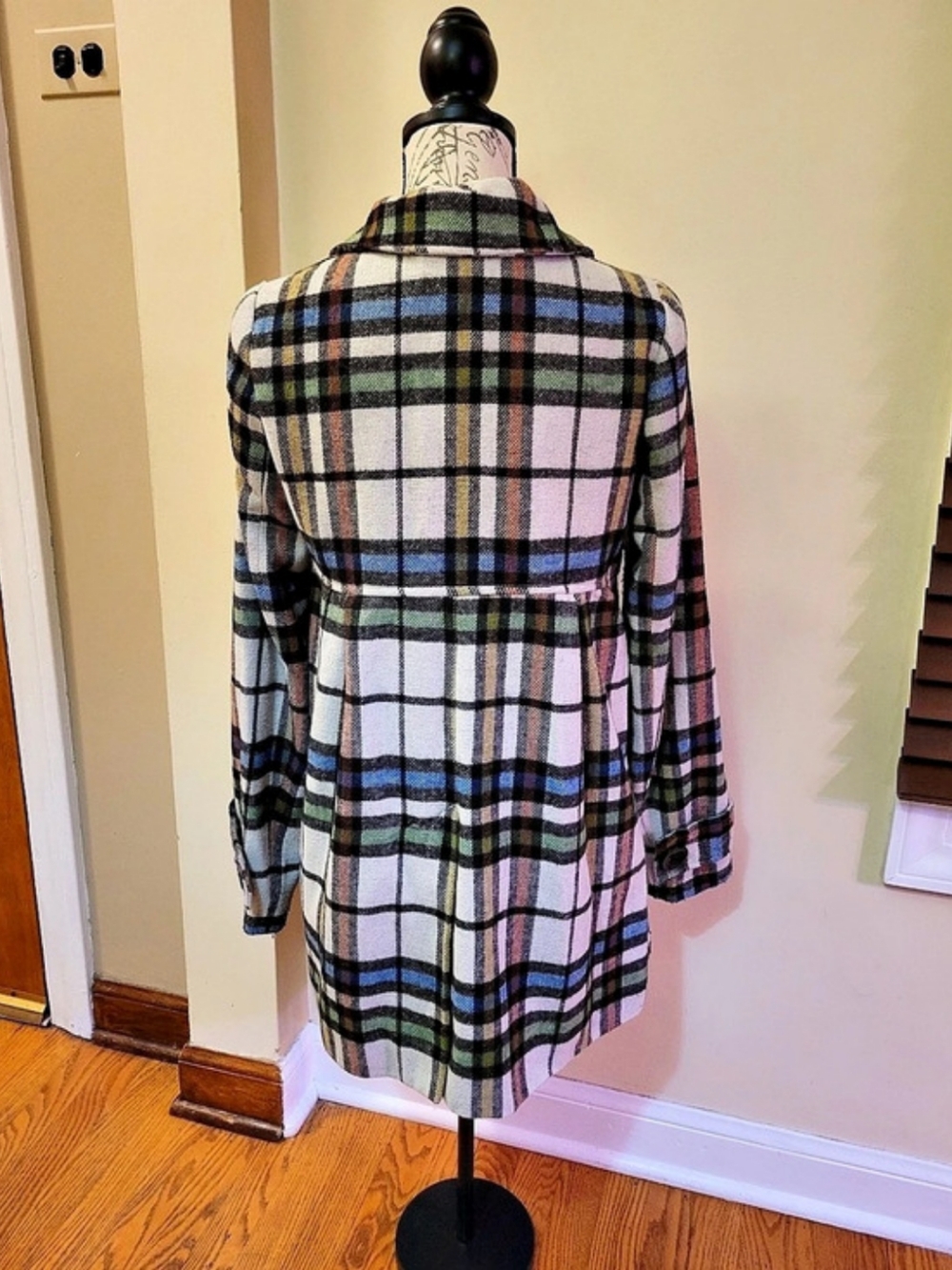 Jack by BB Dakota Plaid Pea Coat Size Medium - Picture 3 of 5